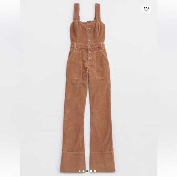 Aerie Corduroy Kick Flare Overall Womens Large Tan - Picture 3 of 12